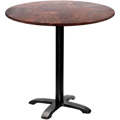 RestooTab Tisch Bazila rund - Dekor Stein; 74x80 cm (HxØ); Platte metall verrostet/braun, Gestell schwarz; rund RestooTab Tisch Bazila rund - Dekor Stein; 74x80 cm (HxØ); Platte metall verrostet/braun, Gestell schwarz; rund