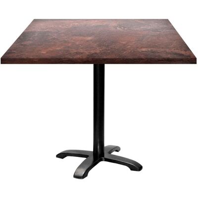 RestooTab Tisch Bazila quadratisch - Dekor Stein; 90x90x74 cm (LxBxH); Platte metall verrostet/braun, Gestell schwarz; quadratisch RestooTab Tisch Bazila quadratisch - Dekor Stein; 90x90x74 cm (LxBxH); Platte metall verrostet/braun, Gestell schwarz; quadratisch