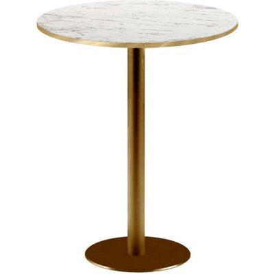 RestooTab Stehtisch Rome rund Gestell goldmetallic - Kanten messingfarben; 113x60 cm (HxØ); Platte weiß/marmoriert/messing, Gestell messing; rund RestooTab Stehtisch Rome rund Gestell goldmetallic - Kanten messingfarben; 113x60 cm (HxØ); Platte weiß/marmoriert/messing, Gestell messing; rund
