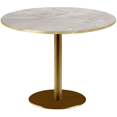 RestooTab Tisch Rome XL goldmetallic rund - Dekore Steine & Kanten messingfarben; 75x120 cm (HxØ); beige/grau/messing; rund RestooTab Tisch Rome XL goldmetallic rund - Dekore Steine & Kanten messingfarben; 75x120 cm (HxØ); beige/grau/messing; rund