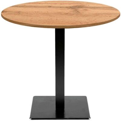 RestooTab Tisch Milan rund - Dekor Stein & Holz; 75x70 cm (HxØ); Platte eiche, Gestell schwarz; rund RestooTab Tisch Milan rund - Dekor Stein & Holz; 75x70 cm (HxØ); Platte eiche, Gestell schwarz; rund