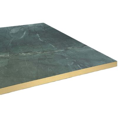 RestooTab Tischplatte quadratisch, dunkles Marmor-Dekor, Kanten messingfarben; 70x70 cm (LxB); dunkelgrün/marmoriert/messing; quadratisch RestooTab Tischplatte quadratisch, dunkles Marmor-Dekor, Kanten messingfarben; 70x70 cm (LxB); dunkelgrün/marmoriert/messing; quadratisch