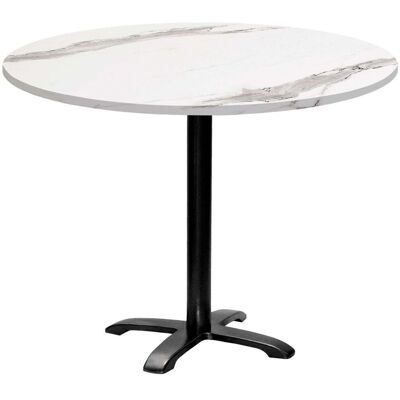 RestooTab Tisch Bazila rund - Dekor Stein; 74x110 cm (HxØ); Platte weiß, Gestell schwarz; rund RestooTab Tisch Bazila rund - Dekor Stein; 74x110 cm (HxØ); Platte weiß, Gestell schwarz; rund