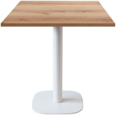 RestooTab Tisch Round quadratisch Gestell weiß - Dekor Holz & Uni; 70x70x75 cm (LxBxH); Platte eiche/natur, Gestell weiß; quadratisch RestooTab Tisch Round quadratisch Gestell weiß - Dekor Holz & Uni; 70x70x75 cm (LxBxH); Platte eiche/natur, Gestell weiß; quadratisch