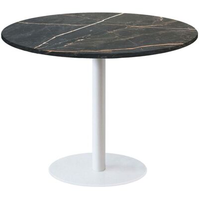 RestooTab Tisch Rome weiß Ø120cm - Modell blauer Mond; 120x120x75x120 cm (LxBxHxØ); schwarz/gold/marmoriert; Gestell schwarz; rund RestooTab Tisch Rome weiß Ø120cm - Modell blauer Mond; 120x120x75x120 cm (LxBxHxØ); schwarz/gold/marmoriert; Gestell schwarz; rund