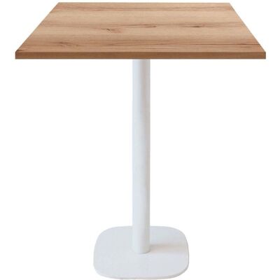 RestooTab Stehtisch Round quadratisch Gestell weiß - Dekor Holz & Uni; 70x70x113 cm (LxBxH); Platte eiche/natur, Gestell weiß; quadratisch RestooTab Stehtisch Round quadratisch Gestell weiß - Dekor Holz & Uni; 70x70x113 cm (LxBxH); Platte eiche/natur, Gestell weiß; quadratisch