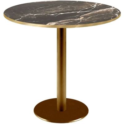 RestooTab Tisch Rome rund Gestell goldmetallic - Kanten messingfarben; 75x70 cm (HxØ); Platte schwarz/braun/messing, Gestell messing; rund RestooTab Tisch Rome rund Gestell goldmetallic - Kanten messingfarben; 75x70 cm (HxØ); Platte schwarz/braun/messing, Gestell messing; rund