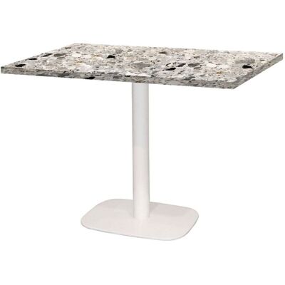 RestooTab Tisch Round rechteckig Gestell weiß - Dekor Stein; 120x70x75 cm (LxBxH); Platte grau/terrazzo, Gestell weiß; rechteckig RestooTab Tisch Round rechteckig Gestell weiß - Dekor Stein; 120x70x75 cm (LxBxH); Platte grau/terrazzo, Gestell weiß; rechteckig