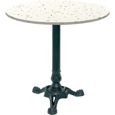 RestooTab Tisch Bistrot Ø70cm - Modell Calacatta; 70x70x75x70 cm (LxBxHxØ); weiß/mehrfarbig/terrazzo; Gestell schwarz; rund RestooTab Tisch Bistrot Ø70cm - Modell Calacatta; 70x70x75x70 cm (LxBxHxØ); weiß/mehrfarbig/terrazzo; Gestell schwarz; rund