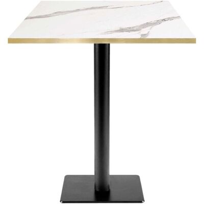RestooTab Stehtisch Milan T quadratisch - Dekor Holz; 70x70x113 cm (LxBxH); Platte weiß, Gestell schwarz; quadratisch RestooTab Stehtisch Milan T quadratisch - Dekor Holz; 70x70x113 cm (LxBxH); Platte weiß, Gestell schwarz; quadratisch