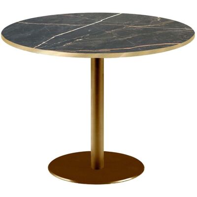 RestooTab Tisch Rome XL rund Gestell goldmetallic - Kanten messingfarben; 75x120 cm (HxØ); Platte schwarz, Gestell messing; rund RestooTab Tisch Rome XL rund Gestell goldmetallic - Kanten messingfarben; 75x120 cm (HxØ); Platte schwarz, Gestell messing; rund