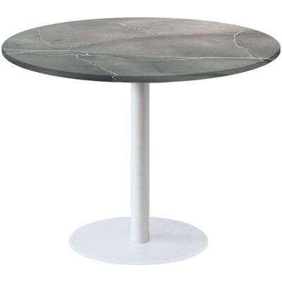 RestooTab Tisch Rome weiß Ø120cm - Modell blauer Mond; 120x120x75x120 cm (LxBxHxØ); grau/blau/marmoriert; Gestell schwarz; rund RestooTab Tisch Rome weiß Ø120cm - Modell blauer Mond; 120x120x75x120 cm (LxBxHxØ); grau/blau/marmoriert; Gestell schwarz; rund