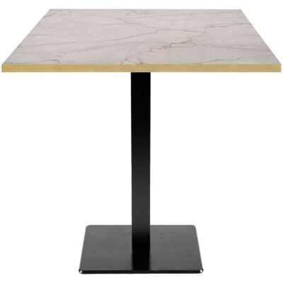RestooTab Tisch Milan quadratisch - Kanten messingfarben; 70x70x75 cm (LxBxH); Platte wollweiß/marmoriert/messing, Gestell schwarz; quadratisch RestooTab Tisch Milan quadratisch - Kanten messingfarben; 70x70x75 cm (LxBxH); Platte wollweiß/marmoriert/messing, Gestell schwarz; quadratisch
