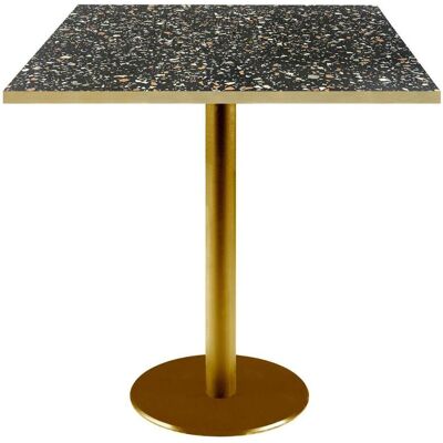 RestooTab Tisch Rome goldmetallic quadratisch - Dekore Steine & Kanten messingfarben; 70x70x75 cm (LxBxH); schwarz/terrazzo/messing; quadratisch RestooTab Tisch Rome goldmetallic quadratisch - Dekore Steine & Kanten messingfarben; 70x70x75 cm (LxBxH); schwarz/terrazzo/messing; quadratisch