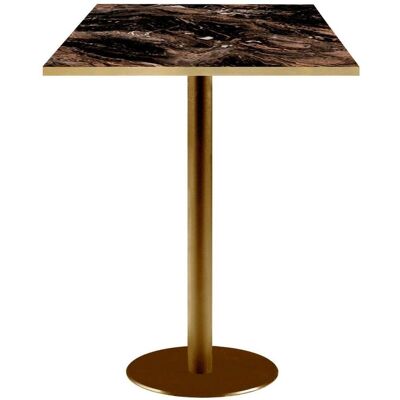 RestooTab Stehtisch Rome quadratisch Gestell goldmetallic - Kanten messing; 60x60x113 cm (LxBxH); Platte schwarz/café/messing, Gestell messing; quadratisch RestooTab Stehtisch Rome quadratisch Gestell goldmetallic - Kanten messing; 60x60x113 cm (LxBxH); Platte schwarz/café/messing, Gestell messing; quadratisch