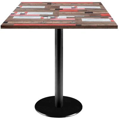 RestooTab Tisch Rome quadratisch - Dekor Holz; 70x70x75 cm (LxBxH); Platte mehrfarbig, Gestell schwarz; quadratisch RestooTab Tisch Rome quadratisch - Dekor Holz; 70x70x75 cm (LxBxH); Platte mehrfarbig, Gestell schwarz; quadratisch