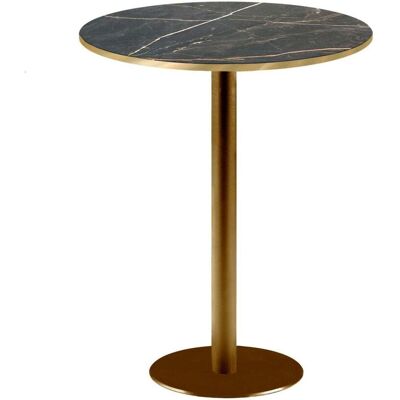 RestooTab Stehtisch Rome rund Gestell goldmetallic - Kanten messingfarben; 113x60 cm (HxØ); Platte schwarz, Gestell messing; rund RestooTab Stehtisch Rome rund Gestell goldmetallic - Kanten messingfarben; 113x60 cm (HxØ); Platte schwarz, Gestell messing; rund