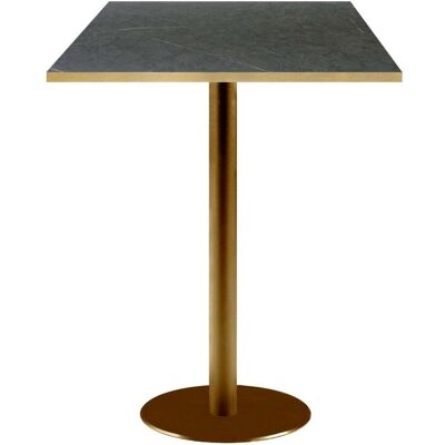 RestooTab Stehtisch Rome quadratisch Gestell goldmetallic - Kanten messing; 60x60x113 cm (LxBxH); Platte schwarz/dunkelgrau/messing, Gestell messing; quadratisch RestooTab Stehtisch Rome quadratisch Gestell goldmetallic - Kanten messing; 60x60x113 cm (LxBxH); Platte schwarz/dunkelgrau/messing, Gestell messing; quadratisch
