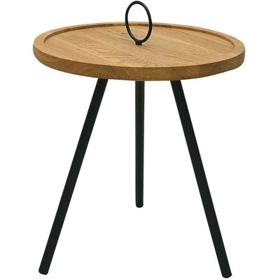 Infantil Beistelltisch 'Ben', Wildeiche mit Metallgriff; 45x40 cm (HxØ); Platte braun, Gestell schwarz; rund Infantil Beistelltisch 'Ben', Wildeiche mit Metallgriff; 45x40 cm (HxØ); Platte braun, Gestell schwarz; rund