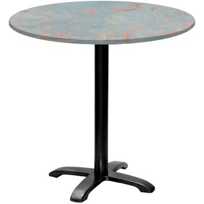 RestooTab Tisch Bazila rund - Dekor Stein; 74x80 cm (HxØ); Platte metall verrostet/grau, Gestell schwarz; rund RestooTab Tisch Bazila rund - Dekor Stein; 74x80 cm (HxØ); Platte metall verrostet/grau, Gestell schwarz; rund