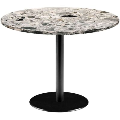 RestooTab Tisch Rome XL rund - Dekor Stein & Marmor; 75x120 cm (HxØ); Platte grau/terrazzo, Gestell schwarz; rund RestooTab Tisch Rome XL rund - Dekor Stein & Marmor; 75x120 cm (HxØ); Platte grau/terrazzo, Gestell schwarz; rund