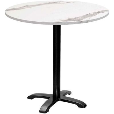 RestooTab Tisch Bazila rund - Dekor Stein; 74x80 cm (HxØ); Platte weiß, Gestell schwarz; rund RestooTab Tisch Bazila rund - Dekor Stein; 74x80 cm (HxØ); Platte weiß, Gestell schwarz; rund