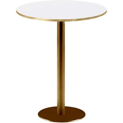 RestooTab Stehtisch Rome rund Gestell goldmetallic - Kanten messingfarben; 113x60 cm (HxØ); Platte weiß/messing, Gestell messing; rund RestooTab Stehtisch Rome rund Gestell goldmetallic - Kanten messingfarben; 113x60 cm (HxØ); Platte weiß/messing, Gestell messing; rund