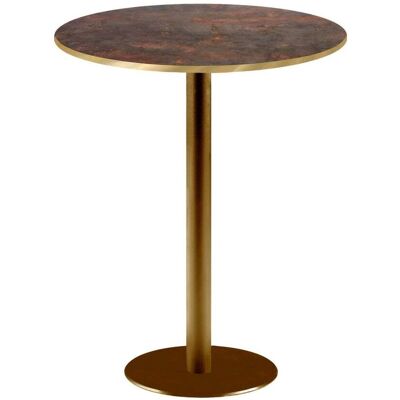 RestooTab Stehtisch Rome rund Gestell goldmetallic - Kanten messingfarben; 113x60 cm (HxØ); Platte metall verrostet, Gestell messing; rund RestooTab Stehtisch Rome rund Gestell goldmetallic - Kanten messingfarben; 113x60 cm (HxØ); Platte metall verrostet, Gestell messing; rund