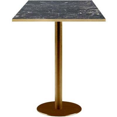 RestooTab Stehtisch Rome quadratisch Gestell goldmetallic - Kanten messing; 60x60x113 cm (LxBxH); Platte schwarz/marmoriert/messing, Gestell messing; quadratisch RestooTab Stehtisch Rome quadratisch Gestell goldmetallic - Kanten messing; 60x60x113 cm (LxBxH); Platte schwarz/marmoriert/messing, Gestell messing; quadratisch