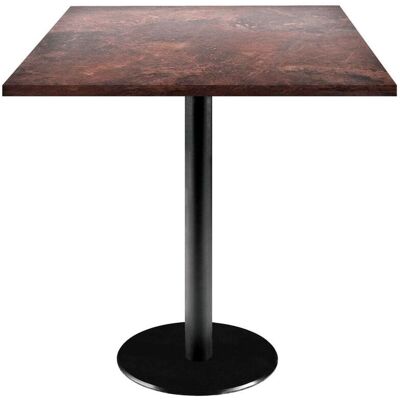 RestooTab Tisch Rome quadratisch - Dekor Stein; 70x70x75 cm (LxBxH); Platte metall verrostet/braun, Gestell schwarz; quadratisch RestooTab Tisch Rome quadratisch - Dekor Stein; 70x70x75 cm (LxBxH); Platte metall verrostet/braun, Gestell schwarz; quadratisch