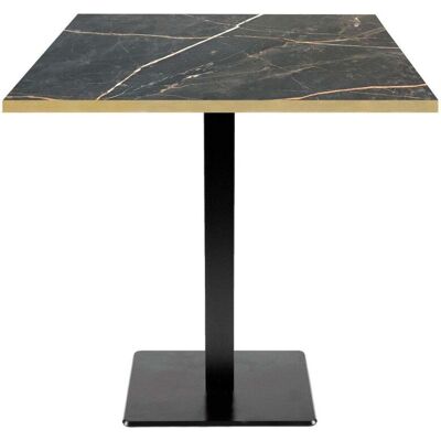 RestooTab Tisch Milan quadratisch - Kanten messingfarben; 70x70x75 cm (LxBxH); Platte schwarz, Gestell schwarz; quadratisch RestooTab Tisch Milan quadratisch - Kanten messingfarben; 70x70x75 cm (LxBxH); Platte schwarz, Gestell schwarz; quadratisch