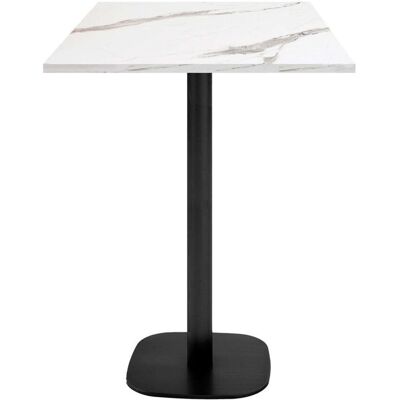RestooTab Stehtisch Round quadratisch - Dekor Stein & Holz; 60x60x113 cm (LxBxH); Platte weiß, Gestell schwarz; quadratisch RestooTab Stehtisch Round quadratisch - Dekor Stein & Holz; 60x60x113 cm (LxBxH); Platte weiß, Gestell schwarz; quadratisch