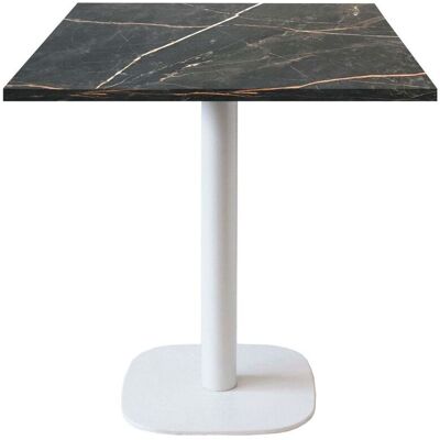 RestooTab Tisch Round quadratisch Gestell weiß - Dekor Stein; 70x70x75 cm (LxBxH); Platte schwarz, Gestell weiß; quadratisch RestooTab Tisch Round quadratisch Gestell weiß - Dekor Stein; 70x70x75 cm (LxBxH); Platte schwarz, Gestell weiß; quadratisch