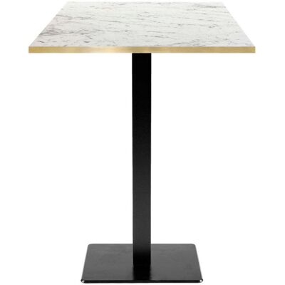 RestooTab Stehtisch Milan quadratisch - Kanten messingfarben; 60x60x113 cm (LxBxH); Platte weiß/marmoriert/messing, Gestell schwarz; quadratisch RestooTab Stehtisch Milan quadratisch - Kanten messingfarben; 60x60x113 cm (LxBxH); Platte weiß/marmoriert/messing, Gestell schwarz; quadratisch