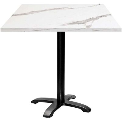 RestooTab Tisch Bazila quadratisch - Dekor Stein; 70x70x74 cm (LxBxH); Platte weiß, Gestell schwarz; quadratisch RestooTab Tisch Bazila quadratisch - Dekor Stein; 70x70x74 cm (LxBxH); Platte weiß, Gestell schwarz; quadratisch