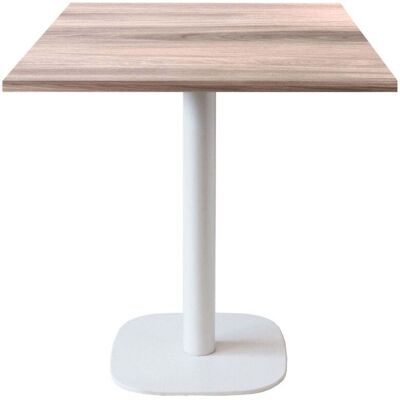 RestooTab Tisch Round quadratisch Gestell weiß - Dekor Holz & Uni; 70x70x75 cm (LxBxH); Platte eiche/hellgrau, Gestell weiß; quadratisch RestooTab Tisch Round quadratisch Gestell weiß - Dekor Holz & Uni; 70x70x75 cm (LxBxH); Platte eiche/hellgrau, Gestell weiß; quadratisch