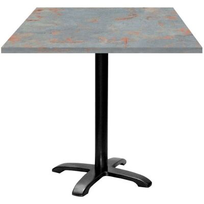 RestooTab Tisch Bazila quadratisch - Dekor Stein; 70x70x74 cm (LxBxH); Platte metall verrostet/grau, Gestell schwarz; quadratisch RestooTab Tisch Bazila quadratisch - Dekor Stein; 70x70x74 cm (LxBxH); Platte metall verrostet/grau, Gestell schwarz; quadratisch