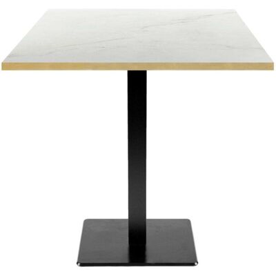 RestooTab Tisch Milan quadratisch - Kanten messingfarben; 70x70x75 cm (LxBxH); Platte weiß/beige/messing, Gestell schwarz; quadratisch RestooTab Tisch Milan quadratisch - Kanten messingfarben; 70x70x75 cm (LxBxH); Platte weiß/beige/messing, Gestell schwarz; quadratisch