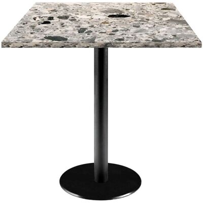 RestooTab Tisch Rome quadratisch - Dekor Stein; 70x70x75 cm (LxBxH); Platte grau/terrazzo, Gestell schwarz; quadratisch RestooTab Tisch Rome quadratisch - Dekor Stein; 70x70x75 cm (LxBxH); Platte grau/terrazzo, Gestell schwarz; quadratisch