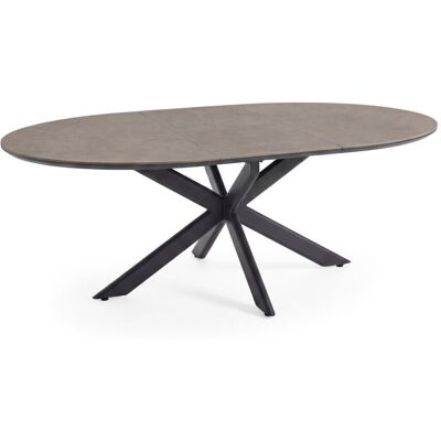 Barths Fellow - Ausziehbarer Dining Tisch 145/200x145x75 cm; 145x200x75 cm (LxBxH); Platte braun/grau, Gestell schwarz Barths Fellow - Ausziehbarer Dining Tisch 145/200x145x75 cm; 145x200x75 cm (LxBxH); Platte braun/grau, Gestell schwarz