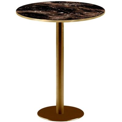 RestooTab Stehtisch Rome rund Gestell goldmetallic - Kanten messingfarben; 113x60 cm (HxØ); Platte schwarz/café/messing, Gestell messing; rund RestooTab Stehtisch Rome rund Gestell goldmetallic - Kanten messingfarben; 113x60 cm (HxØ); Platte schwarz/café/messing, Gestell messing; rund