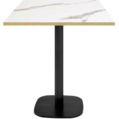 RestooTab Snacktisch Round quadratisch - Dekor Stein & Holz; 70x70x93 cm (LxBxH); Platte weiß, Gestell schwarz; quadratisch RestooTab Snacktisch Round quadratisch - Dekor Stein & Holz; 70x70x93 cm (LxBxH); Platte weiß, Gestell schwarz; quadratisch