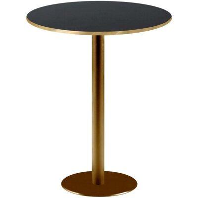 RestooTab Stehtisch Rome rund Gestell goldmetallic - Kanten messingfarben; 113x60 cm (HxØ); Platte schwarz/messing, Gestell messing; rund RestooTab Stehtisch Rome rund Gestell goldmetallic - Kanten messingfarben; 113x60 cm (HxØ); Platte schwarz/messing, Gestell messing; rund