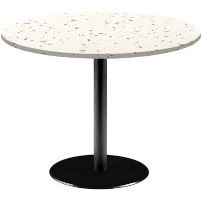 RestooTab Tisch Rome XL rund - Dekor Stein & Marmor; 75x120 cm (HxØ); Platte terrazzo, Gestell schwarz; rund RestooTab Tisch Rome XL rund - Dekor Stein & Marmor; 75x120 cm (HxØ); Platte terrazzo, Gestell schwarz; rund