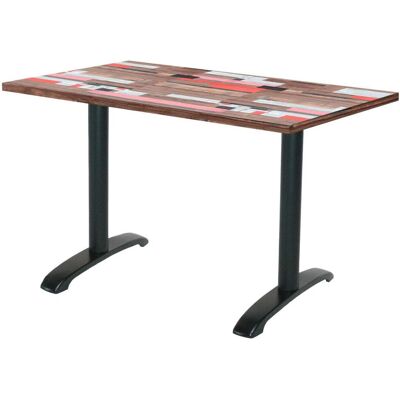 RestooTab Tisch Bazila rechteckig - Dekor Stein & Holz; 160x80x74 cm (LxBxH); Platte mehrfarbig, Gestell schwarz; rechteckig RestooTab Tisch Bazila rechteckig - Dekor Stein & Holz; 160x80x74 cm (LxBxH); Platte mehrfarbig, Gestell schwarz; rechteckig