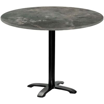 RestooTab Tisch Bazila rund - Dekor Stein; 74x110 cm (HxØ); Platte graublau, Gestell schwarz; rund RestooTab Tisch Bazila rund - Dekor Stein; 74x110 cm (HxØ); Platte graublau, Gestell schwarz; rund