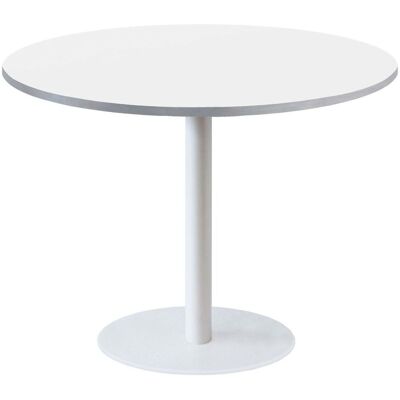 RestooTab Tisch Rome weiß Ø120cm - Modell weißer Marmor mit messingfarbenen Kanten; 120x120x75x120 cm (LxBxHxØ); weiß/edelstahl; Gestell schwarz; rund RestooTab Tisch Rome weiß Ø120cm - Modell weißer Marmor mit messingfarbenen Kanten; 120x120x75x120 cm (LxBxHxØ); weiß/edelstahl; Gestell schwarz; rund