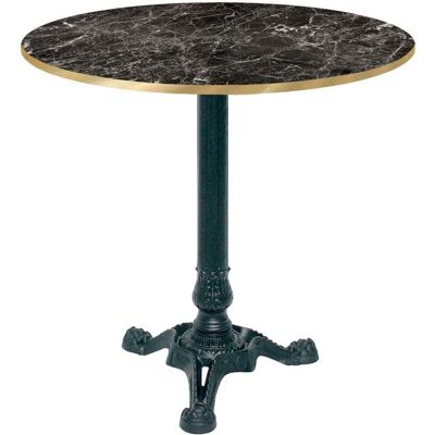 RestooTab Tisch Bistrot Ø70cm - Modell Berbre Capuccino mit messingfarbenen Kanten; 70x70x75x70 cm (LxBxHxØ); schwarz/marmoriert/messing; Gestell schwarz; rund RestooTab Tisch Bistrot Ø70cm - Modell Berbre Capuccino mit messingfarbenen Kanten; 70x70x75x70 cm (LxBxHxØ); schwarz/marmoriert/messing; Gestell schwarz; rund