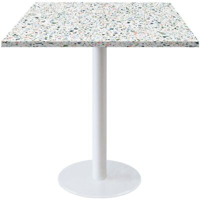 RestooTab Tisch Rome weiß quadratisch - Dekore Holz & Steine; 70x70x75 cm (LxBxH); mehrfarbig/terrazzo; quadratisch RestooTab Tisch Rome weiß quadratisch - Dekore Holz & Steine; 70x70x75 cm (LxBxH); mehrfarbig/terrazzo; quadratisch