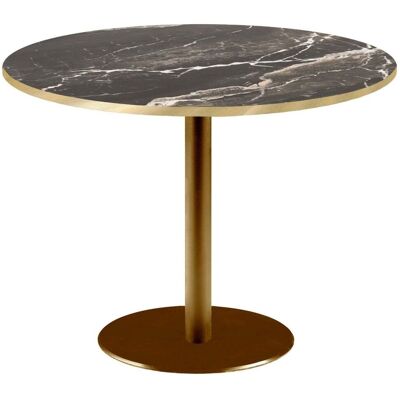 RestooTab Tisch Rome XL rund Gestell goldmetallic - Kanten messingfarben; 75x120 cm (HxØ); Platte schwarz/braun/messing, Gestell messing; rund RestooTab Tisch Rome XL rund Gestell goldmetallic - Kanten messingfarben; 75x120 cm (HxØ); Platte schwarz/braun/messing, Gestell messing; rund